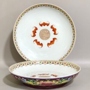 Qing Dynasty Qianlong ground flowers and five blessings longevity tray