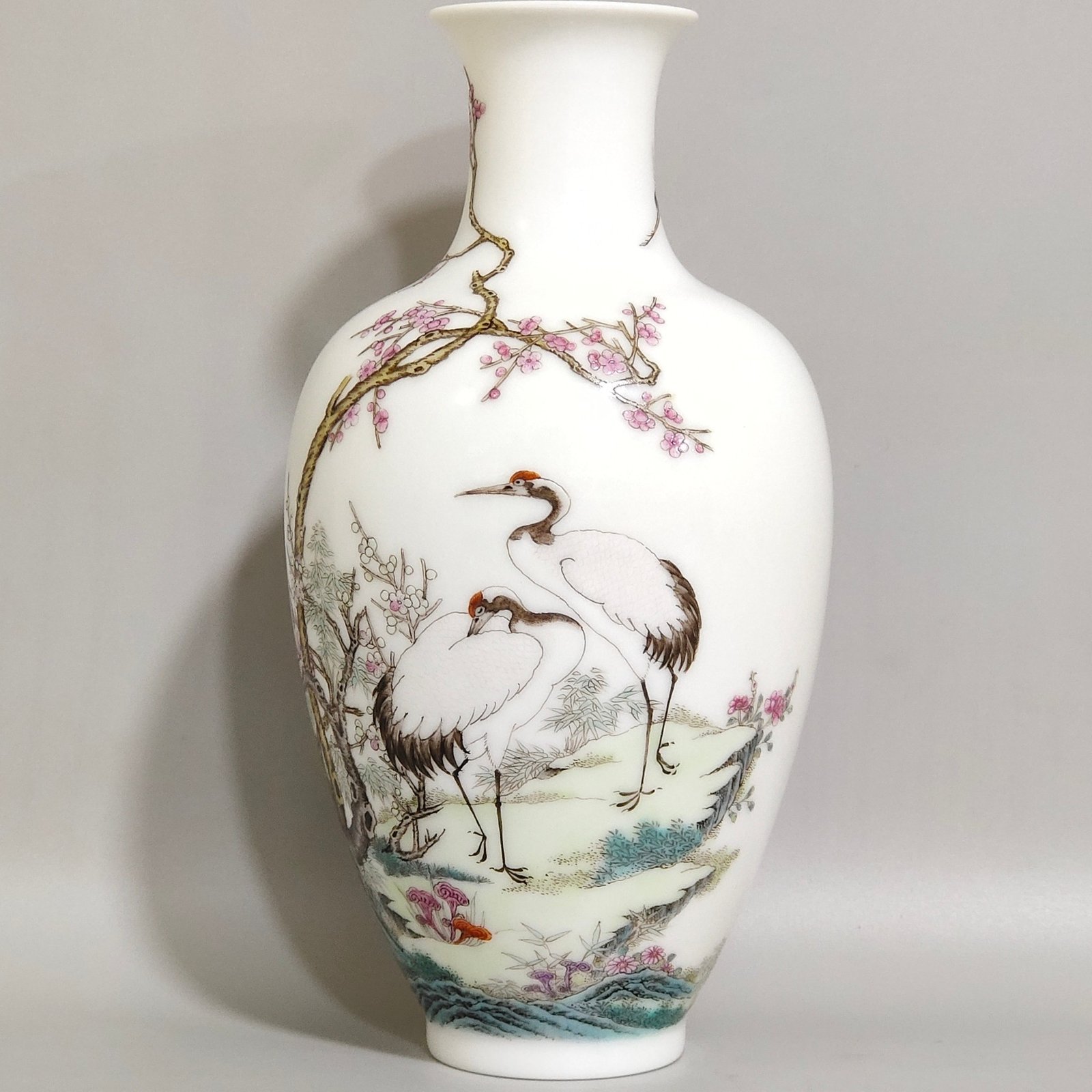 Qing Dynasty Hongxian A red-crowned crane inscribed with a poem made in the Hongxian year
