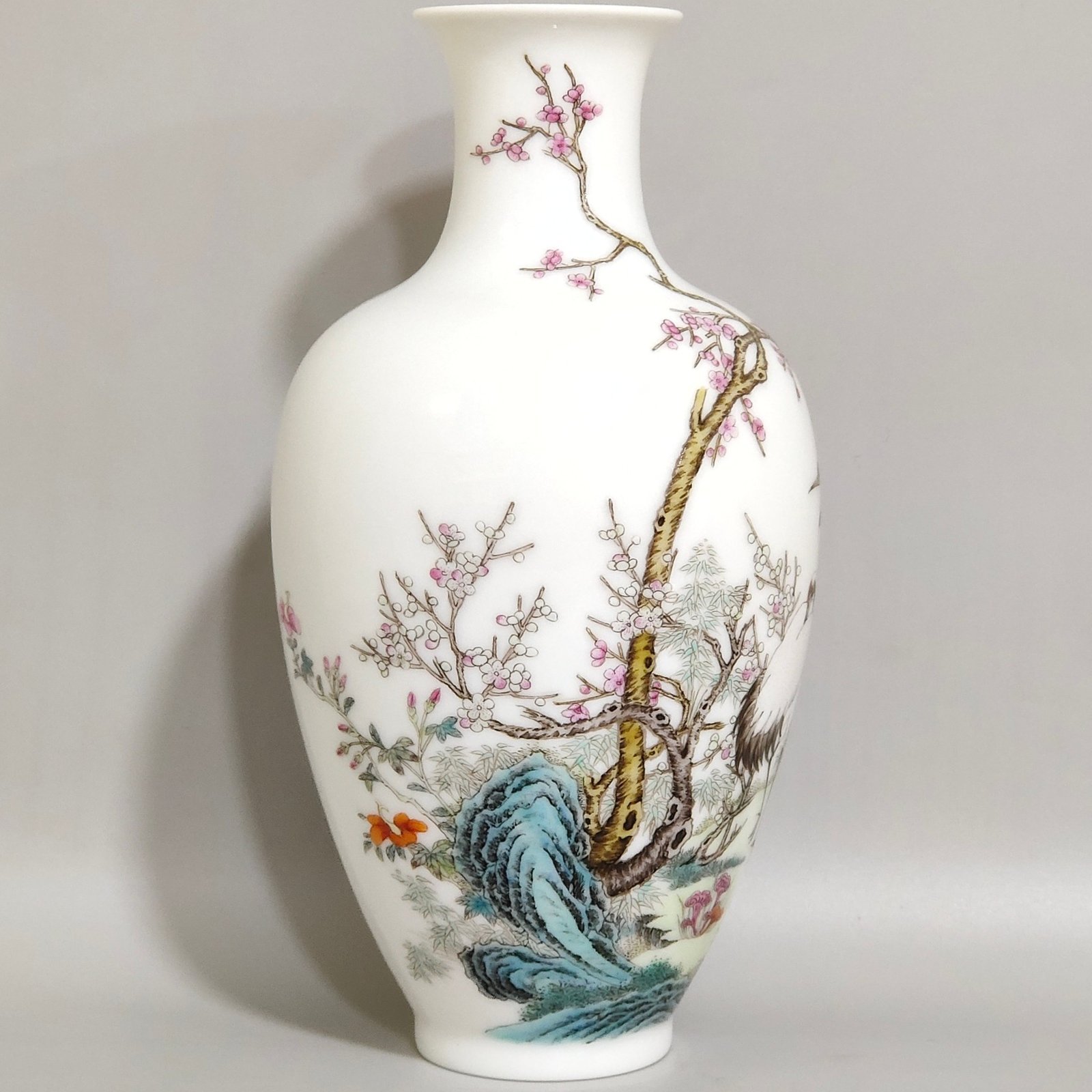 Qing Dynasty Hongxian A red-crowned crane inscribed with a poem made in the Hongxian year