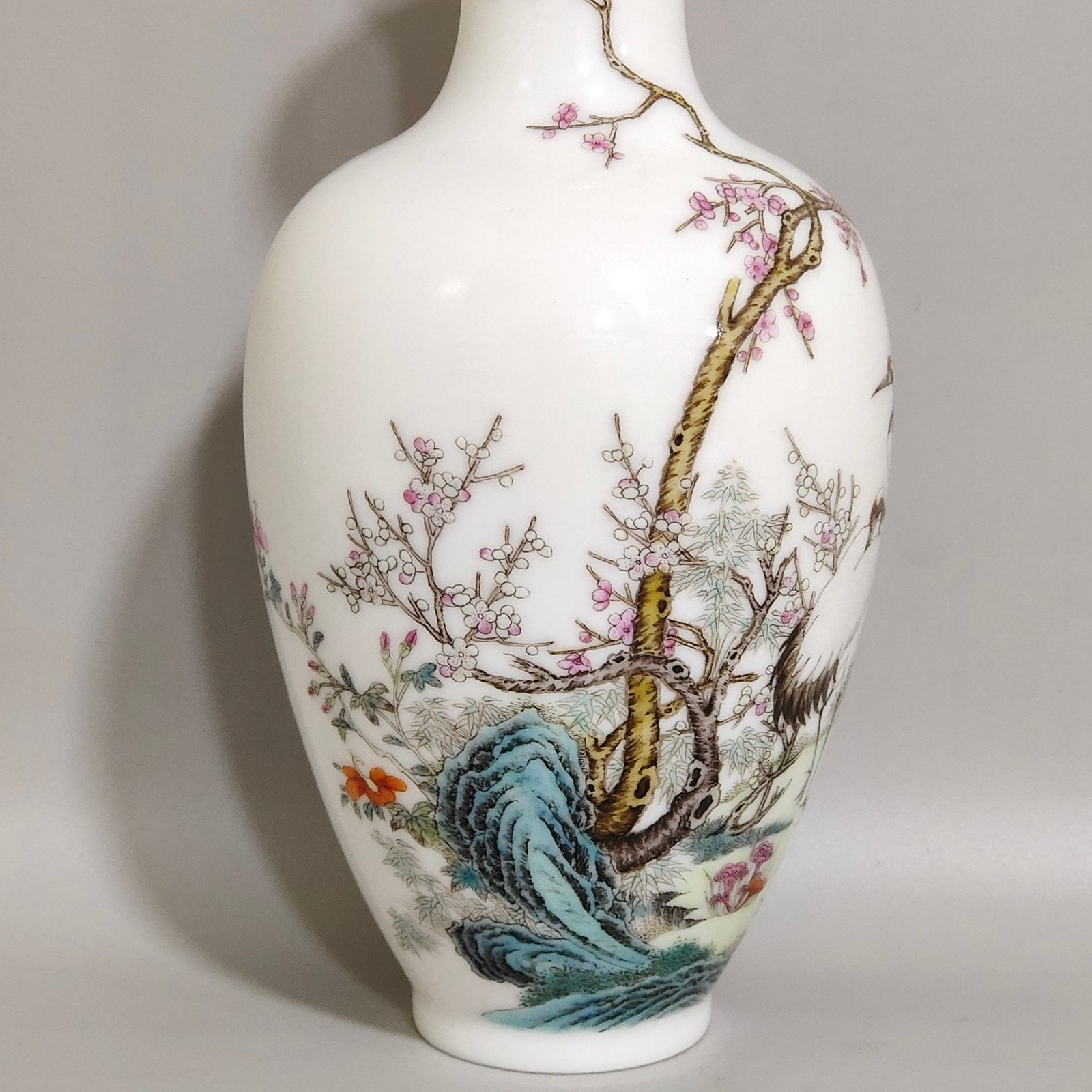 Qing Dynasty Hongxian A red-crowned crane inscribed with a poem made in the Hongxian year