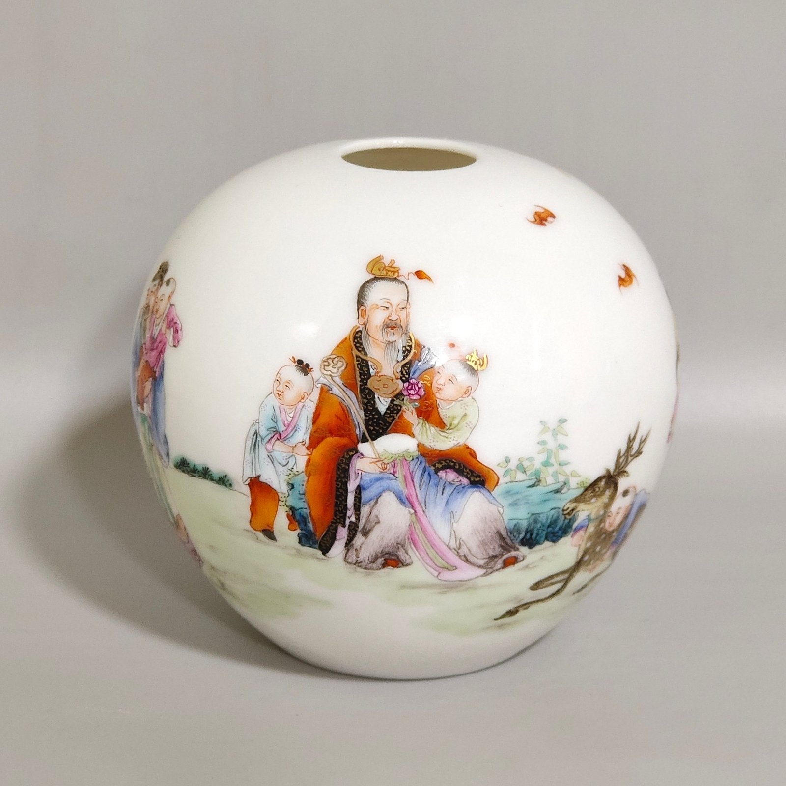 Qing Dynasty Hongxian thin-walled water vessel Three Star Gods Bestowing