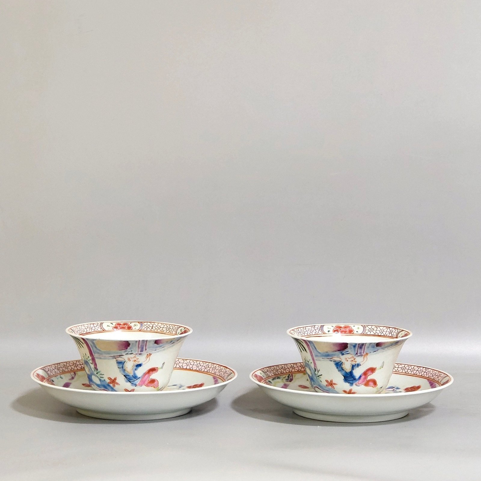 Qing Dynasty Overseas export character story cup set
