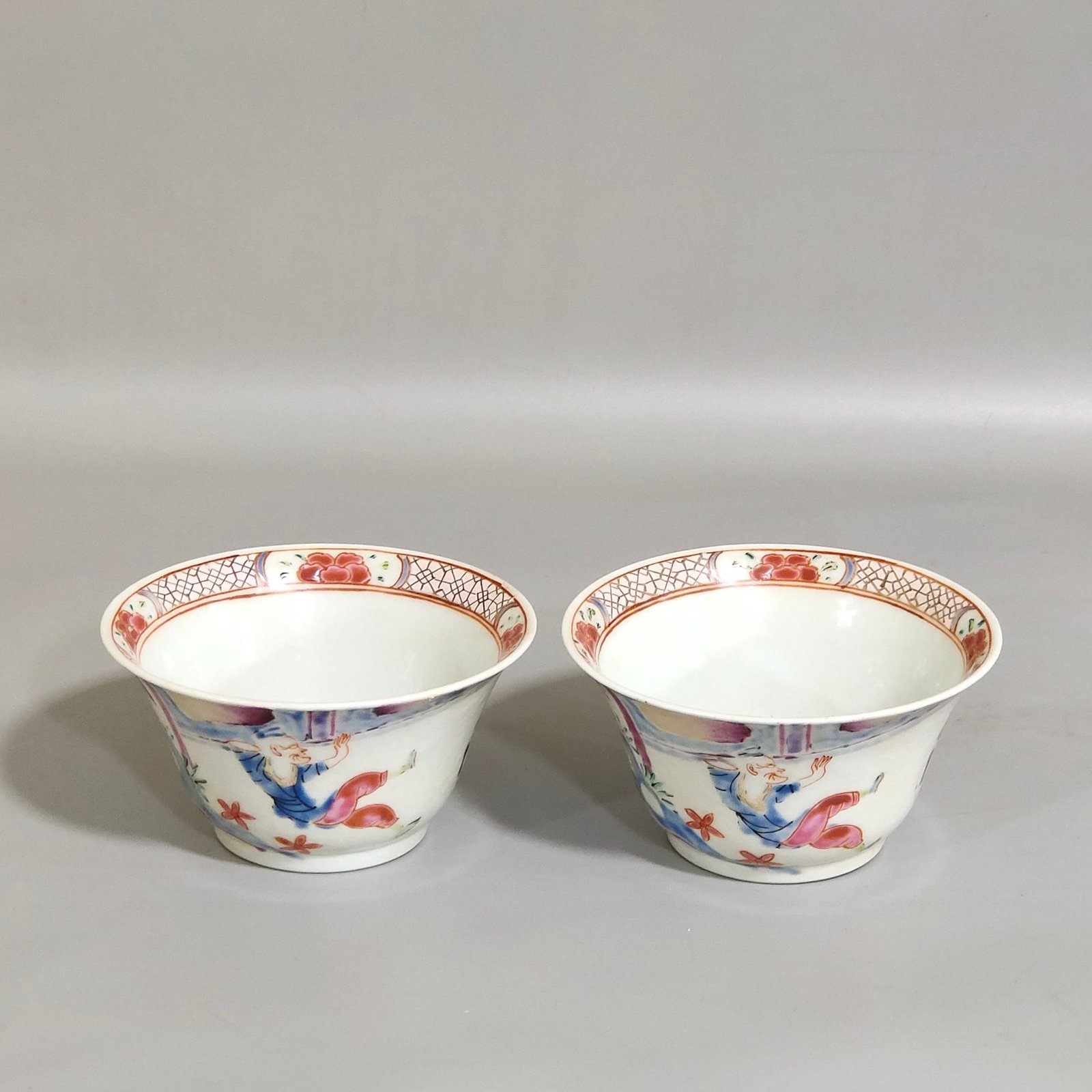 Qing Dynasty Overseas export character story cup set