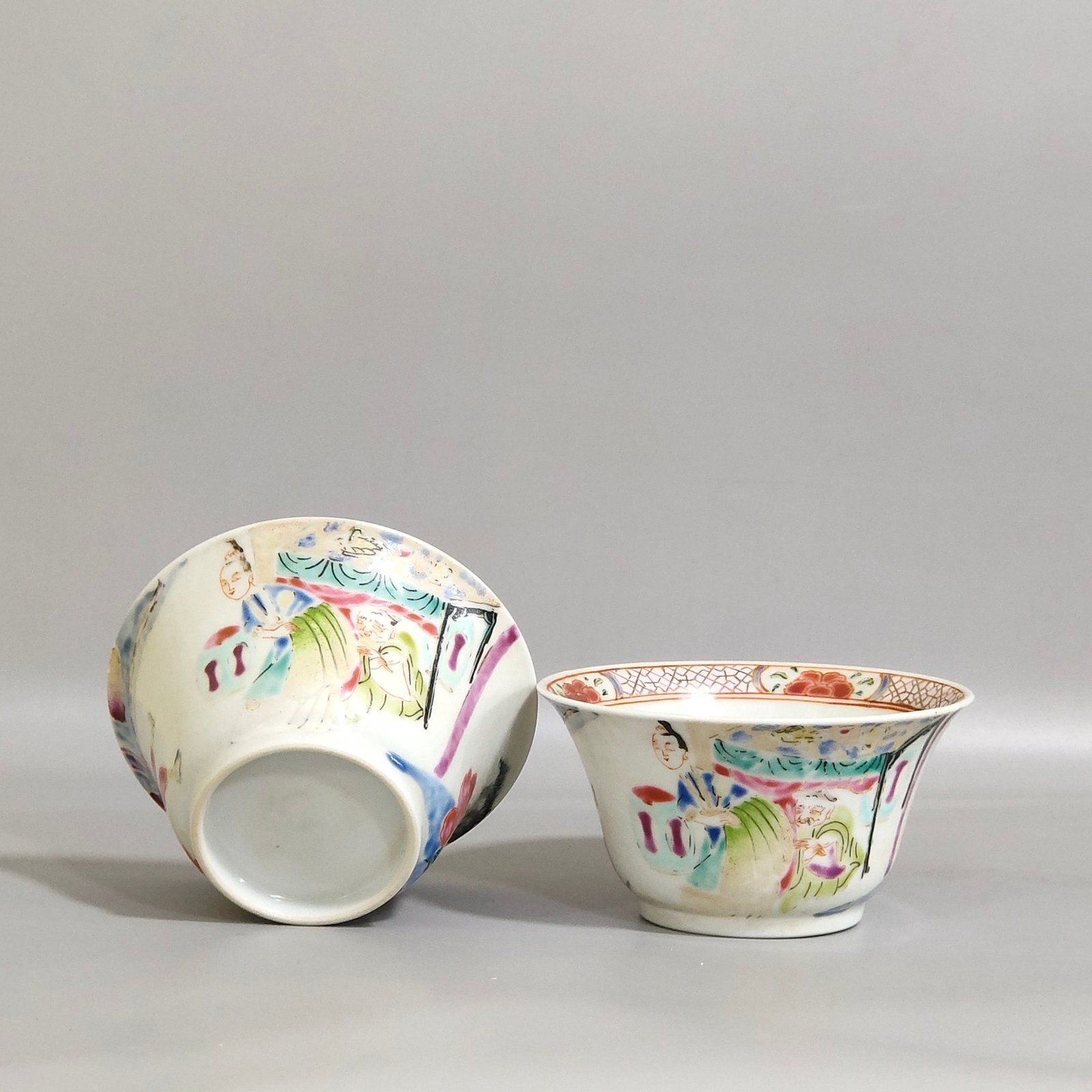 Qing Dynasty Overseas export character story cup set