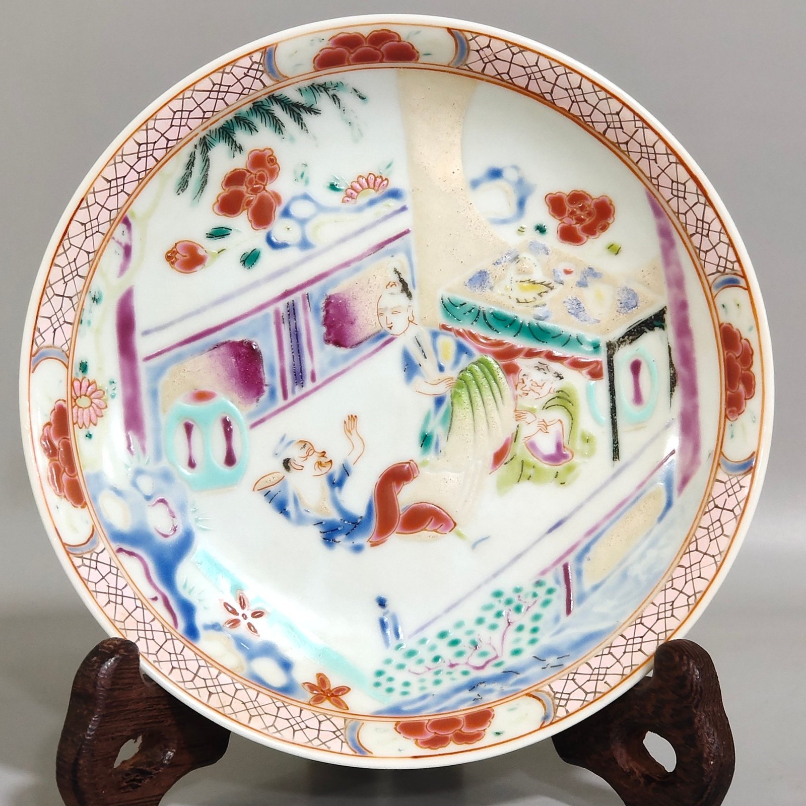 Qing Dynasty Overseas export character story cup set