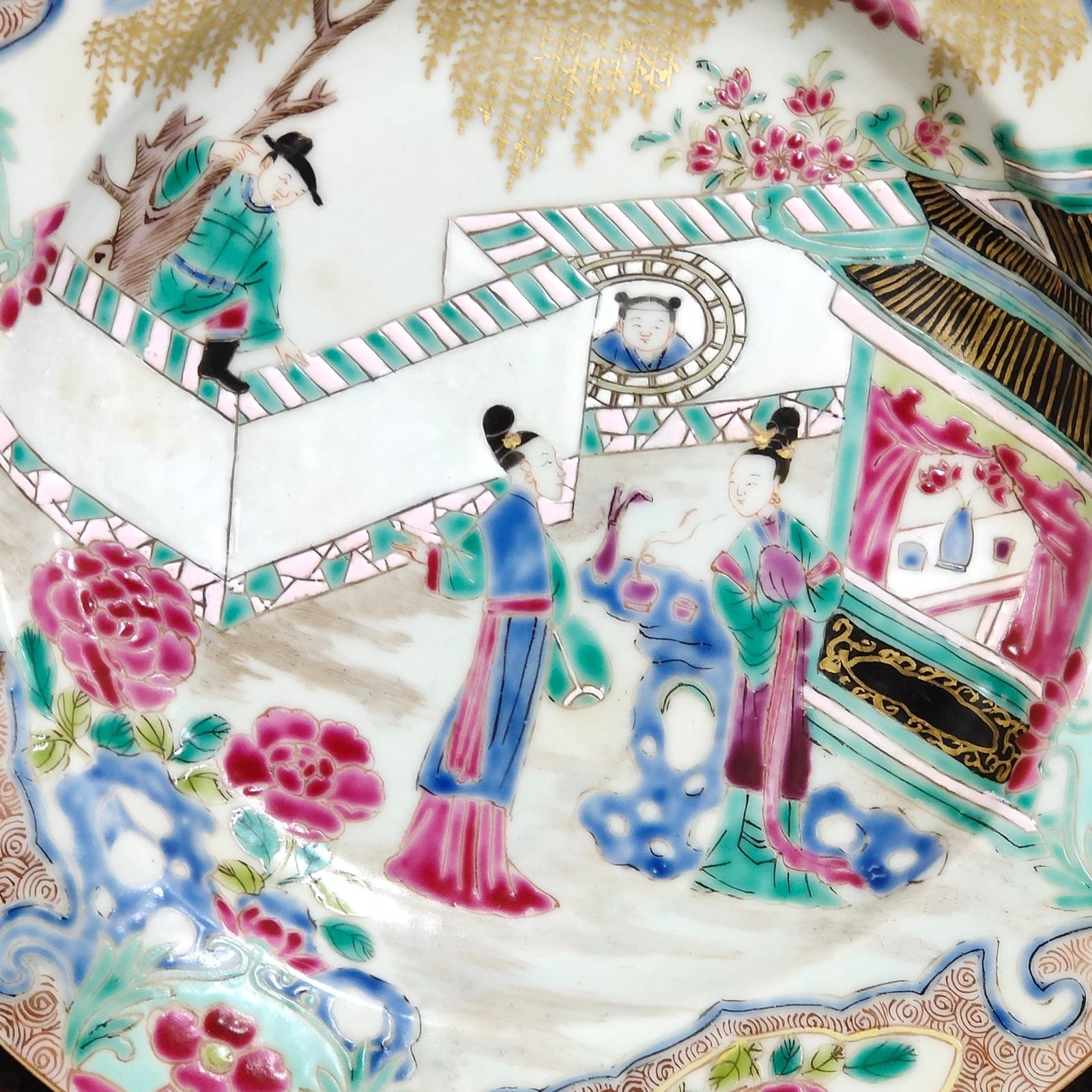 Qing Dynasty Overseas return and export character story plate