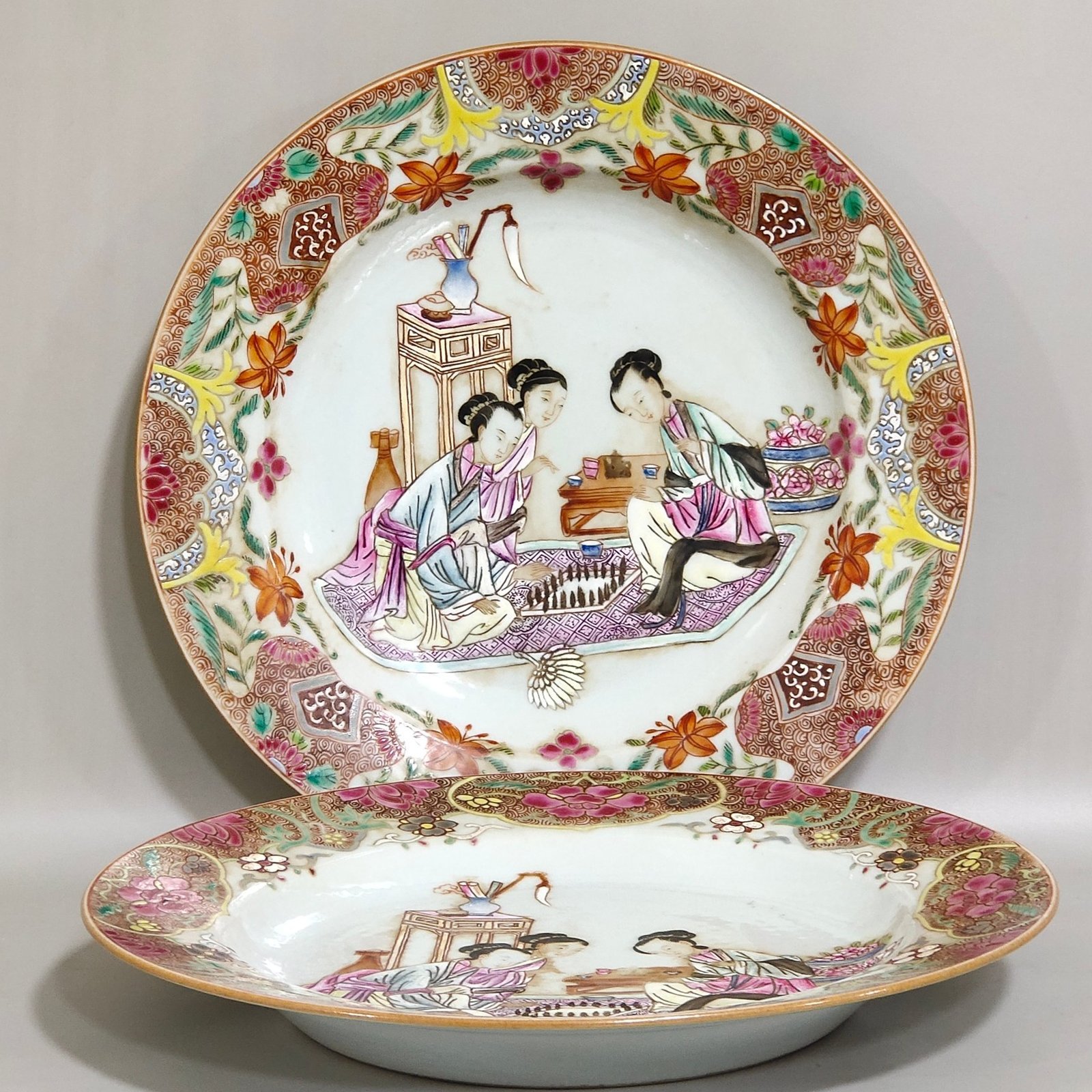 Qing Dynasty Overseas return and export character story plate