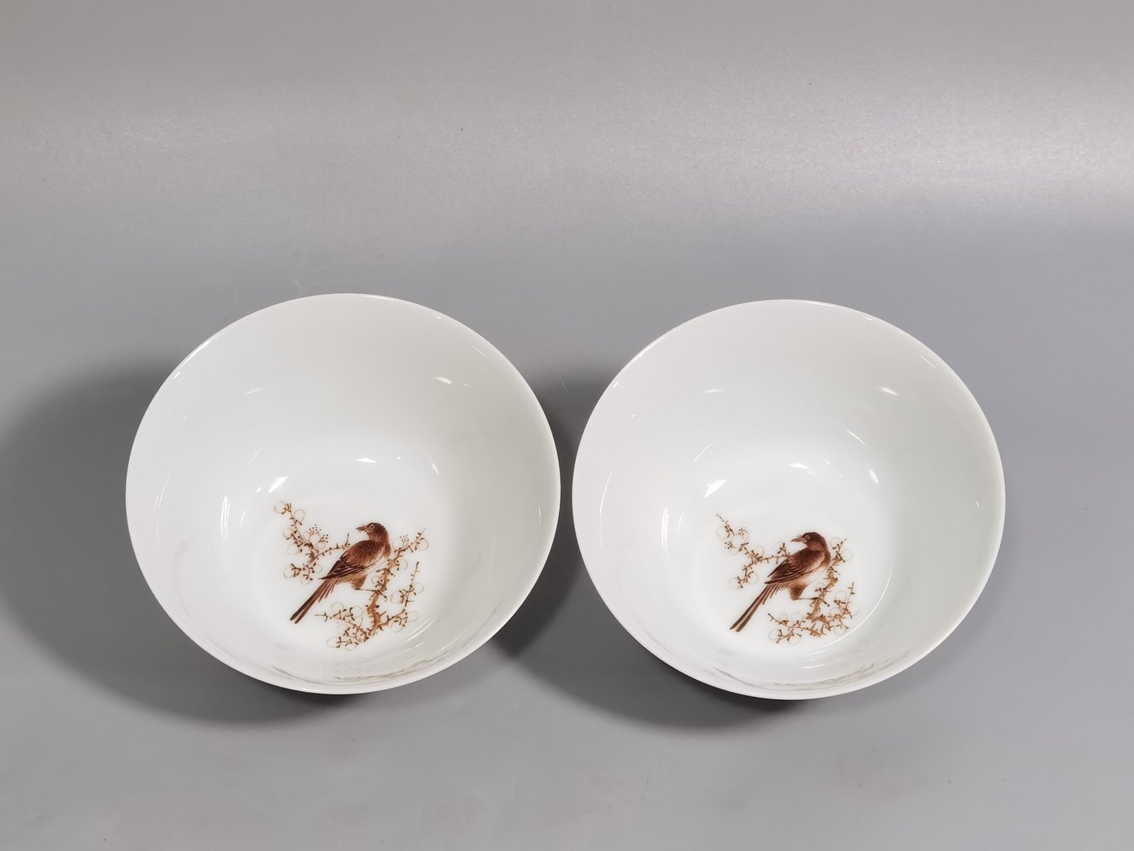 Qing Dynasty Qianlong ink color magpie climbing plum blossom cup with poem inscription