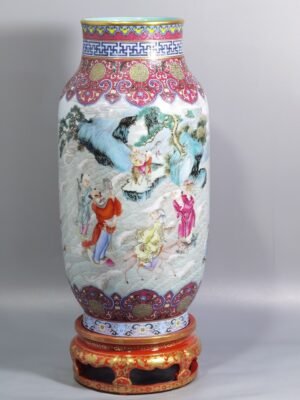 Qing Dynasty Qianlong Yangcai Eight Immortals Birthday Lantern Vase