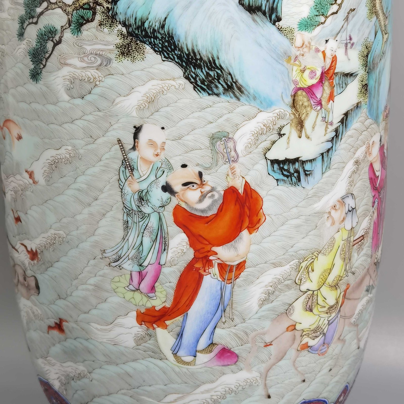 Qing Dynasty Qianlong Yangcai Eight Immortals Birthday Lantern Vase