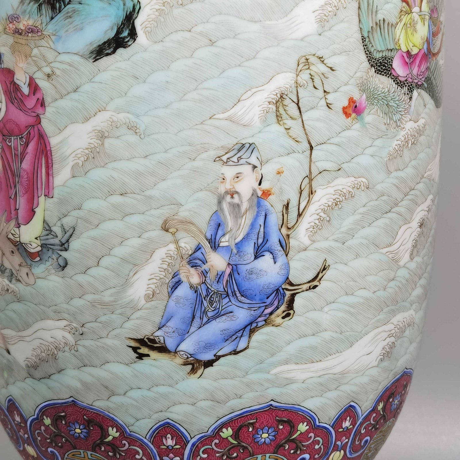 Qing Dynasty Qianlong Yangcai Eight Immortals Birthday Lantern Vase