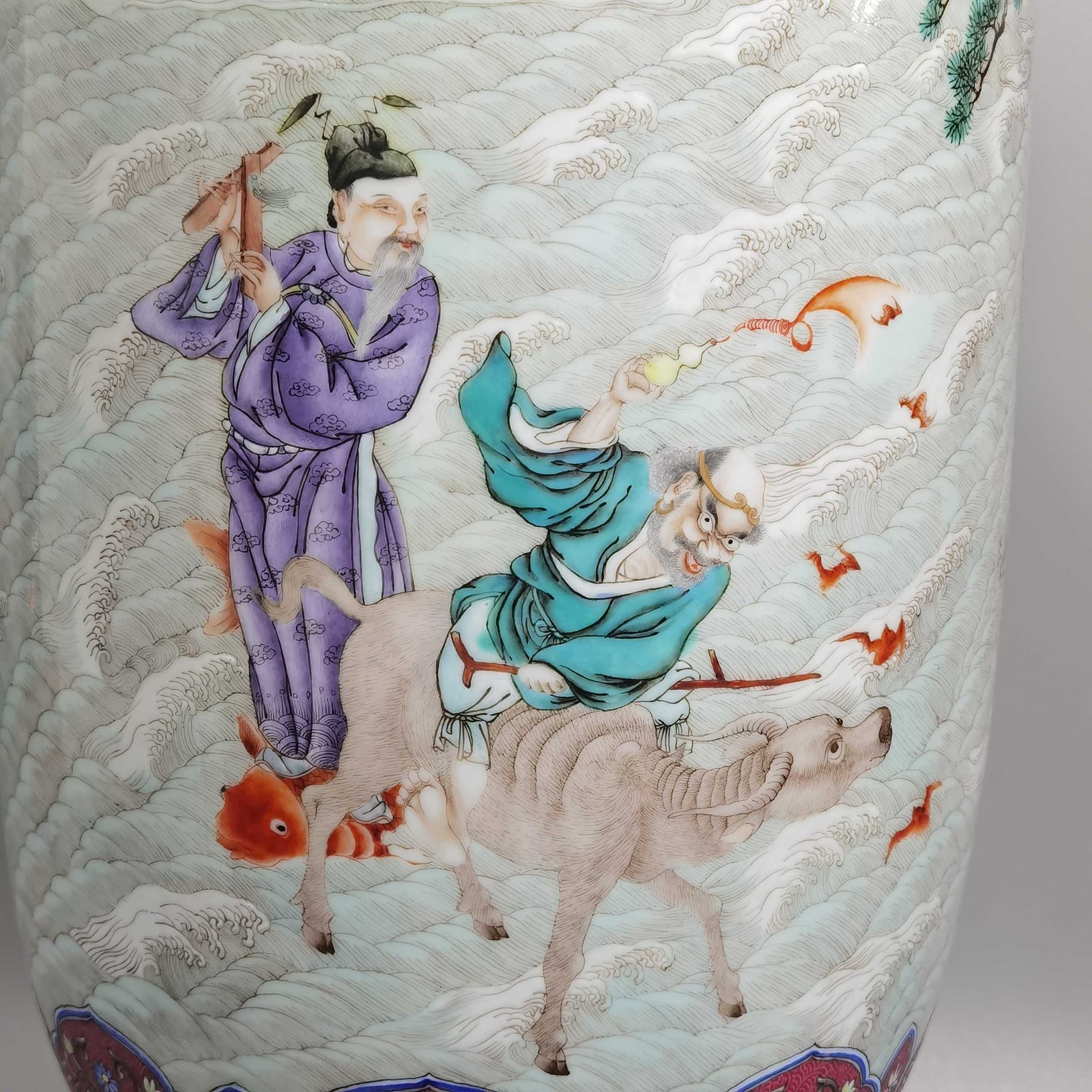 Qing Dynasty Qianlong Yangcai Eight Immortals Birthday Lantern Vase
