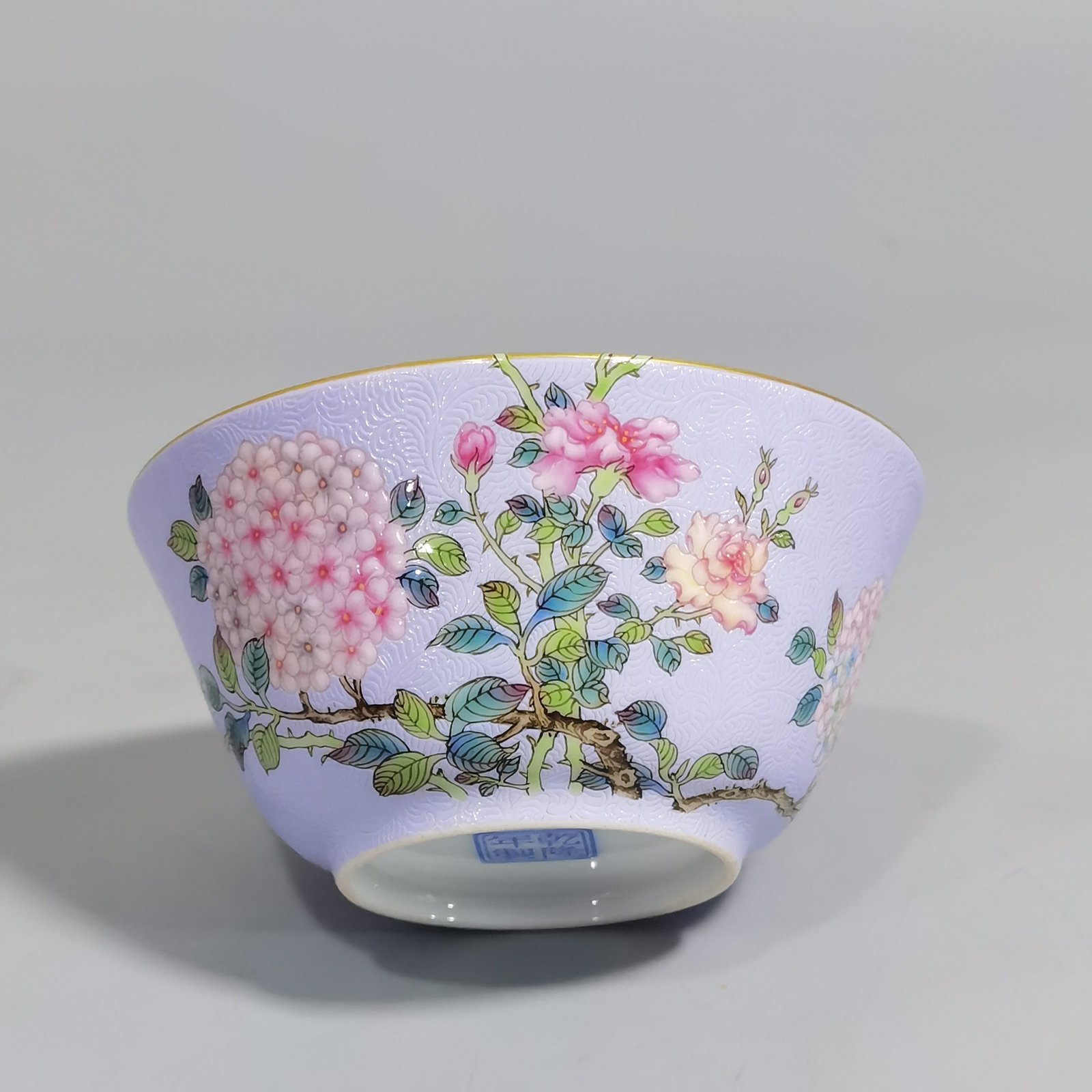 Qing Dynasty Qianlong a pair of enamel purple ground cups