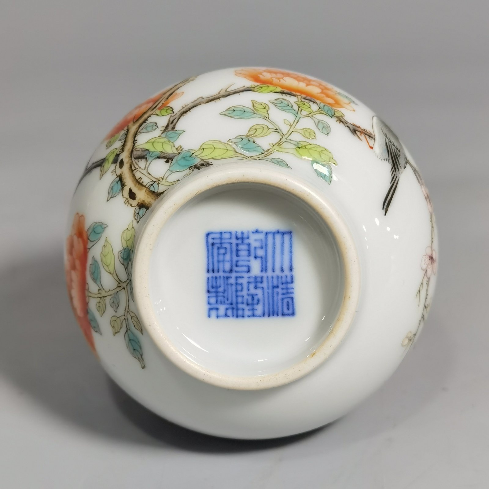 Qing Dynasty Qianlong a pastel four-sided plum blossom statue with animal ear