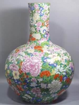 Qing Dynasty Qianlong a pastel colored sky vase with hundreds of flowers