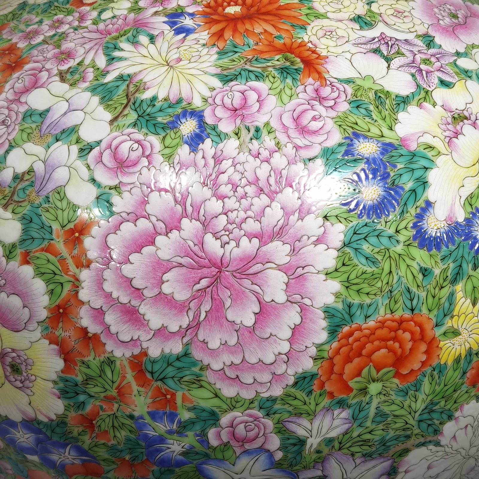 Qing Dynasty Qianlong a pastel colored sky vase with hundreds of flowers