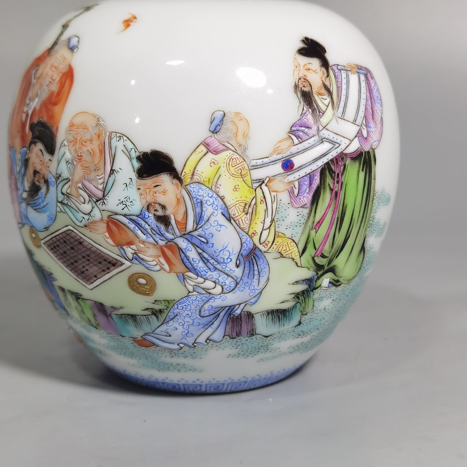 Qing Dynasty Qianlong the upper and lower sides are decorated with green materials and the water bowl