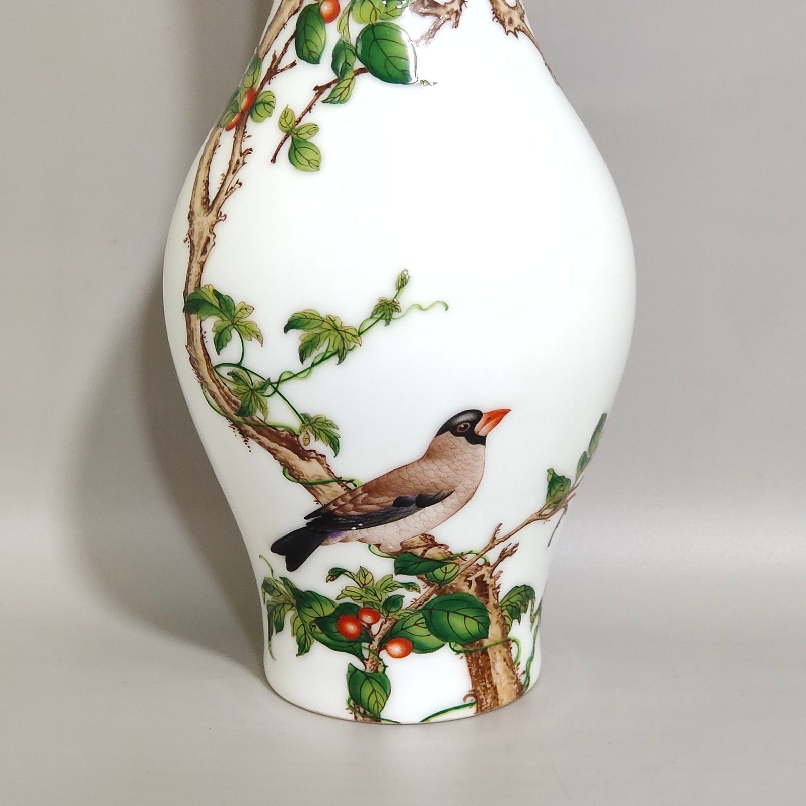 Qing Dynasty Qianlong enamel Castiglione flower and bird poem olive vase