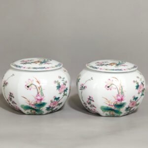 Qing Dynasty Qianlong Peach Bottom floral Bafang Go jar
