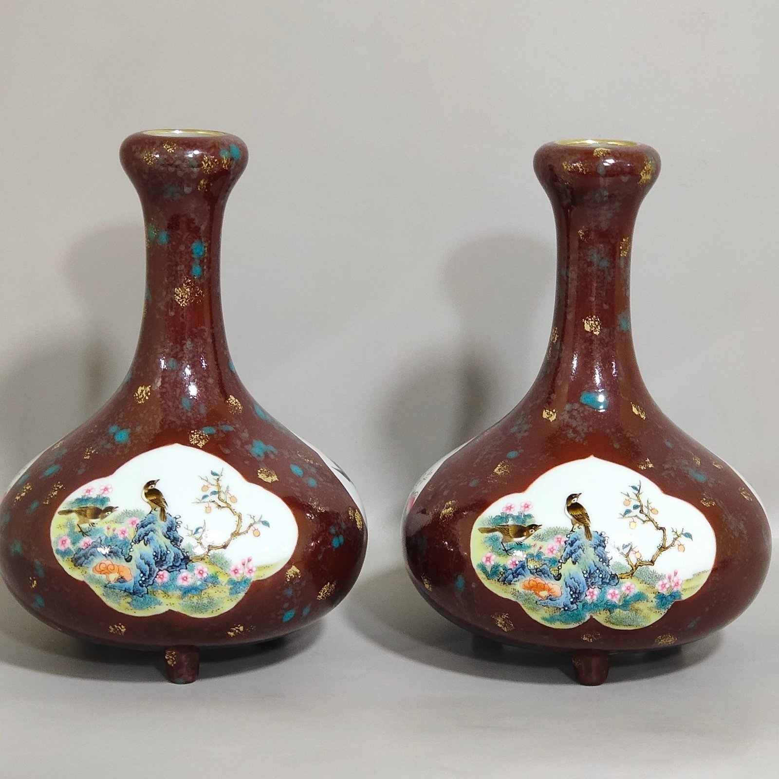 Qing Dynasty Qianlong bronze color window flower