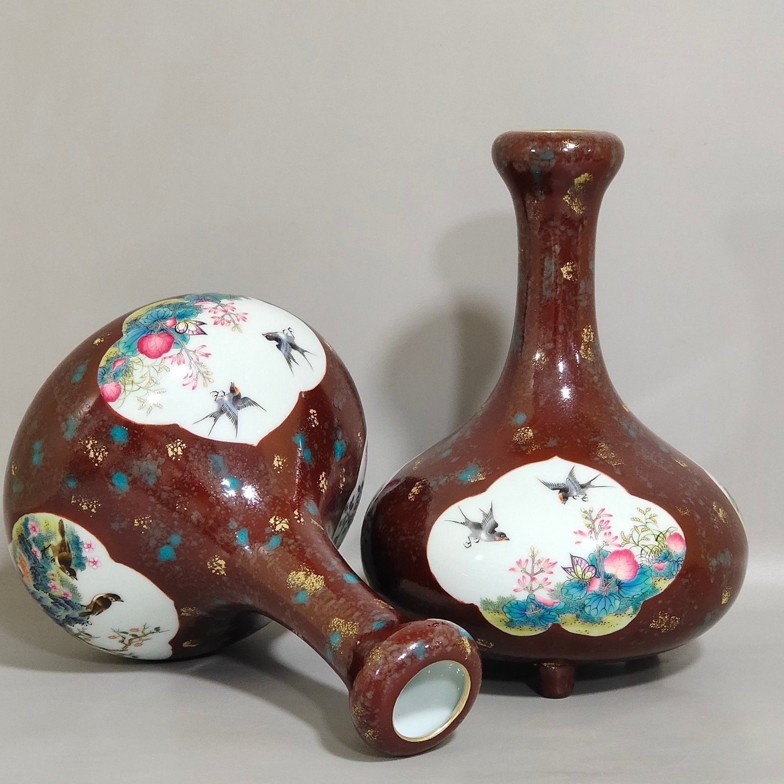 Qing Dynasty Qianlong bronze color window flower
