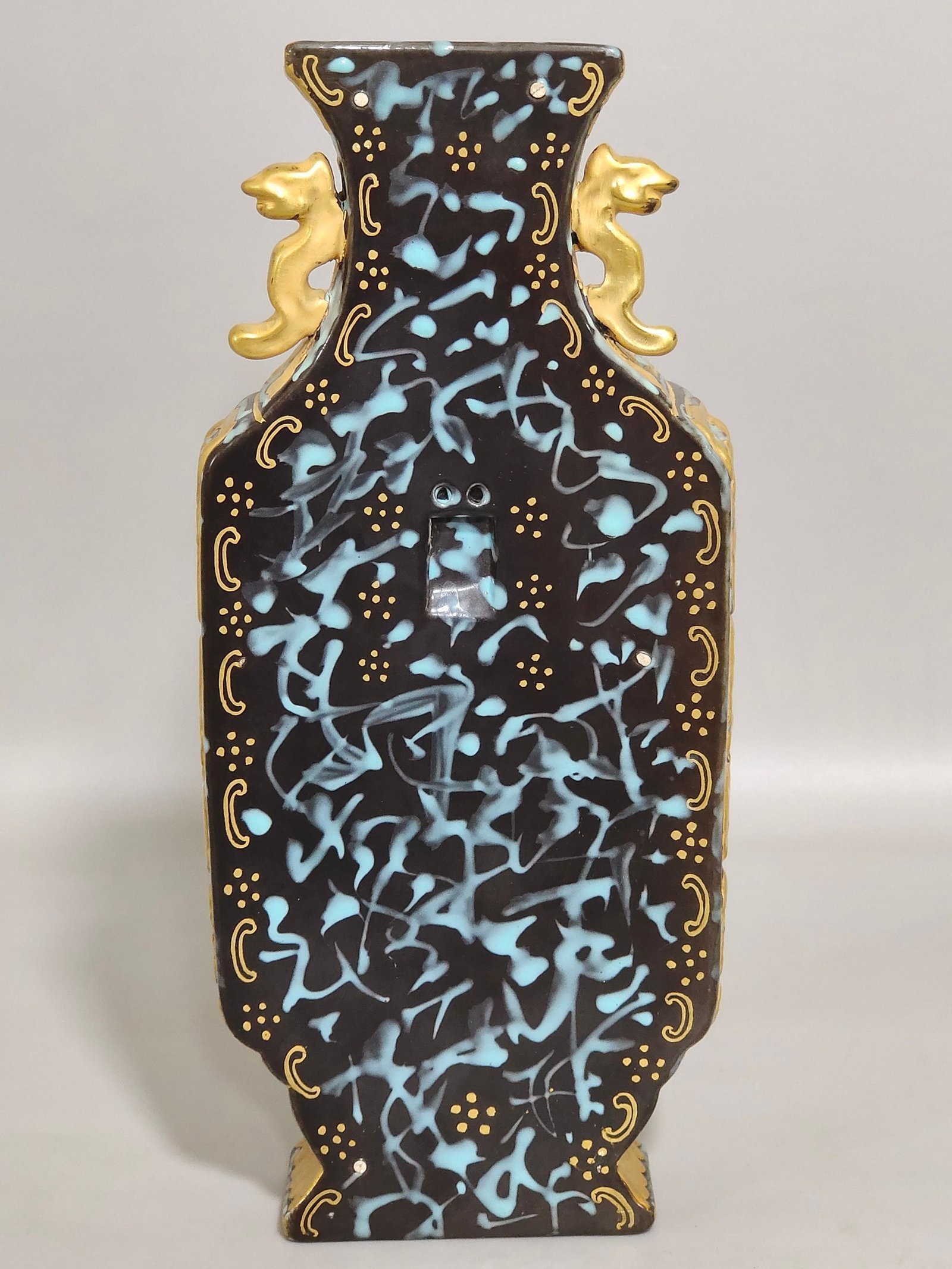 Qing Dynasty Qianlong period wall vase with imitation bronze enamel and inscribed poetry