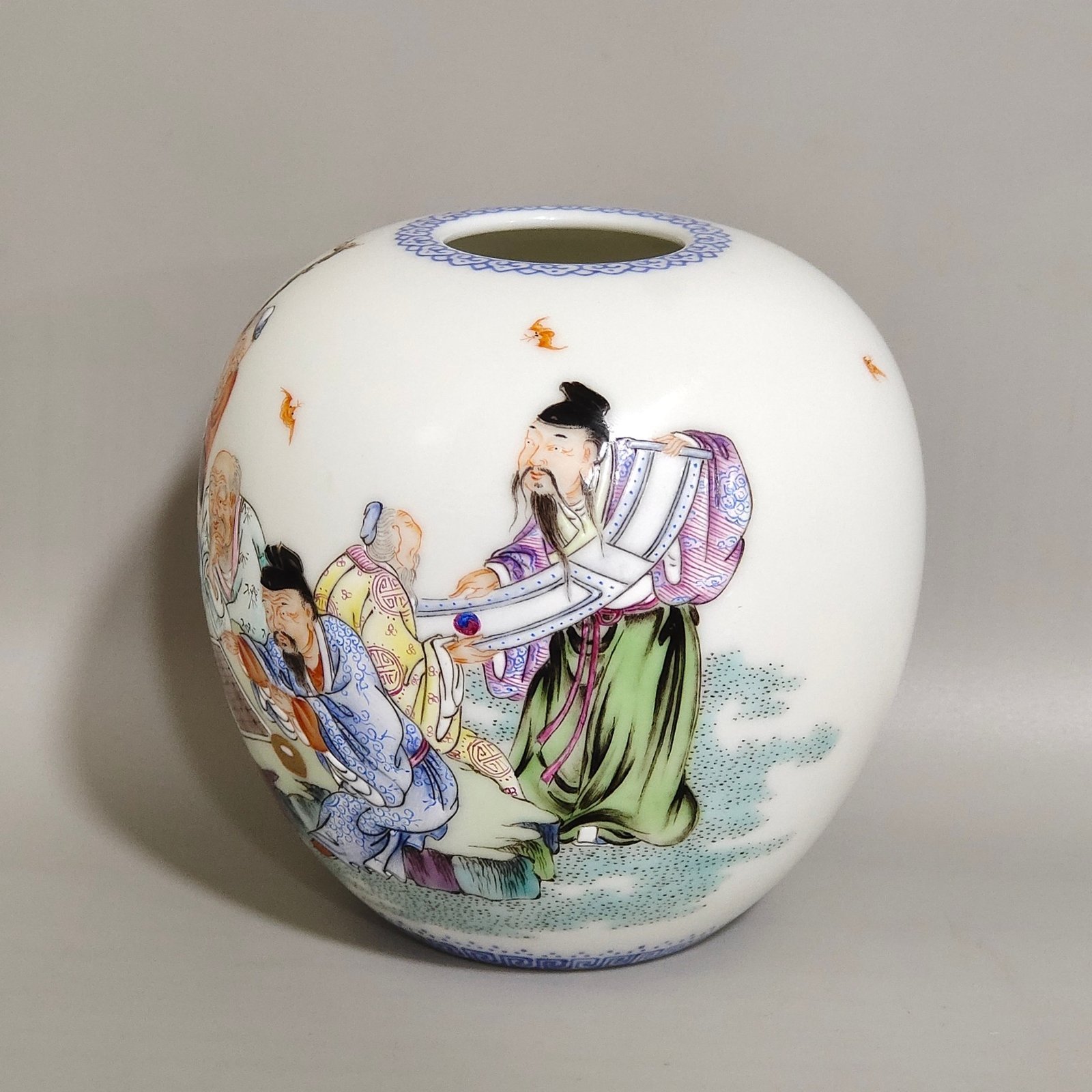 Qing Dynasty Qianlong enamel water bowl with nine old figures
