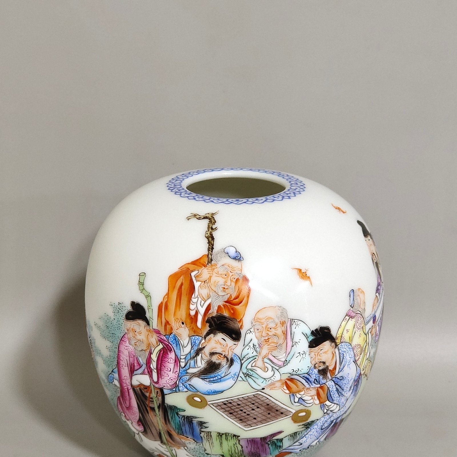 Qing Dynasty Qianlong enamel water bowl with nine old figures