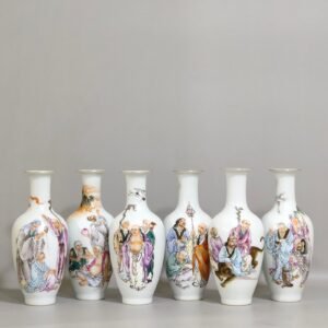 Qing Dynasty Qianlong enamel vase with poems written by Eighteen Arhats