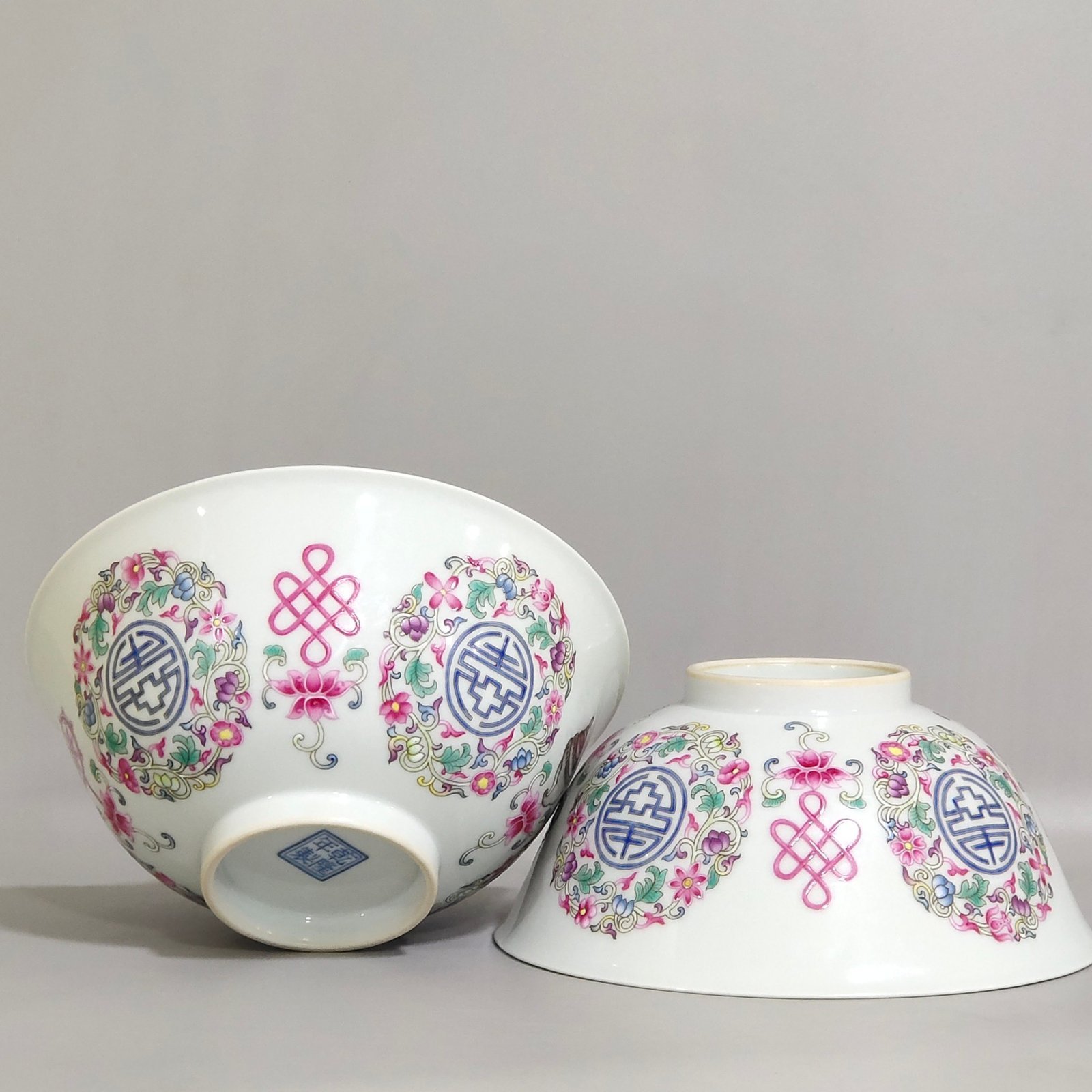 Qing Dynasty Qianlong enamel longevity bowl with auspicious eight treasures pattern