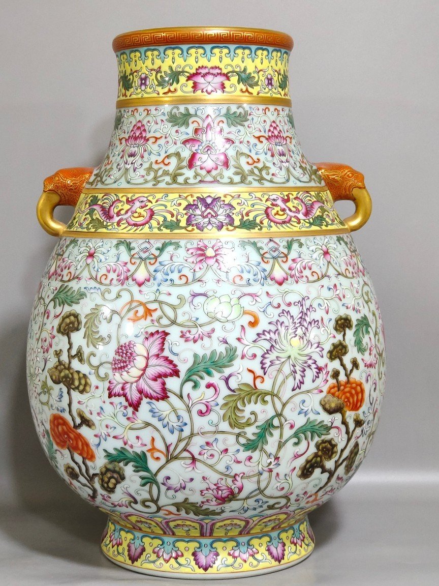Qing Dynasty Qianlong Longevity and Longevity Elephant Ear Zun