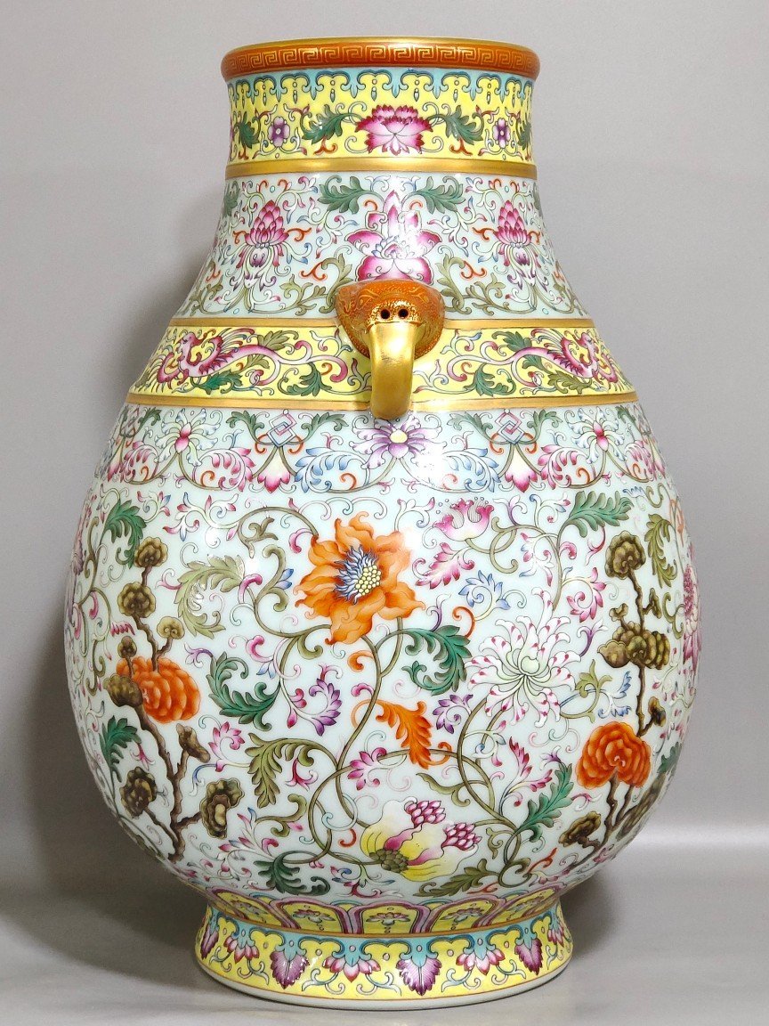 Qing Dynasty Qianlong Longevity and Longevity Elephant Ear Zun