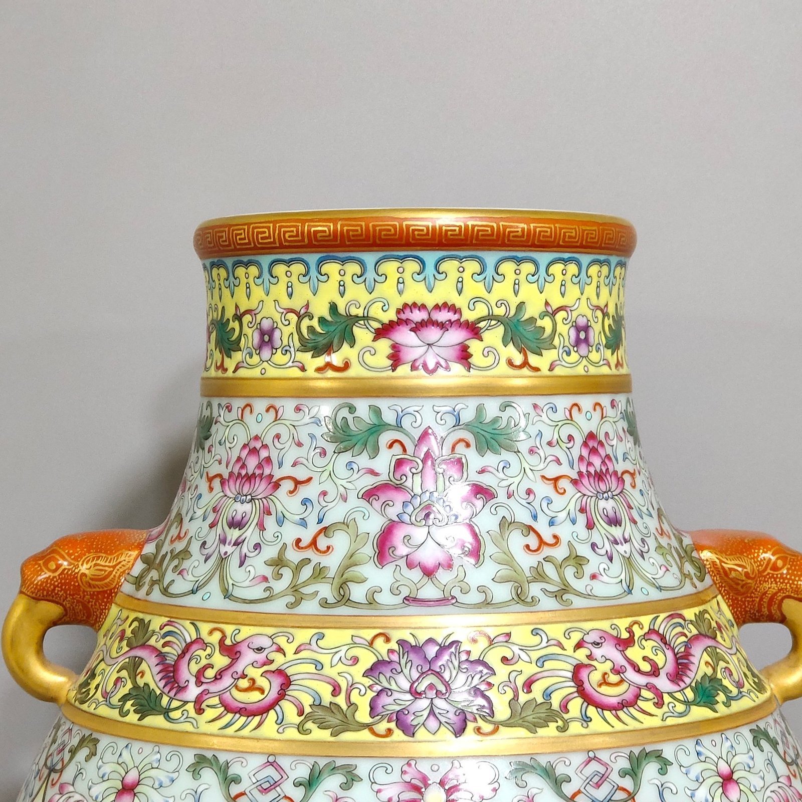 Qing Dynasty Qianlong Longevity and Longevity Elephant Ear Zun