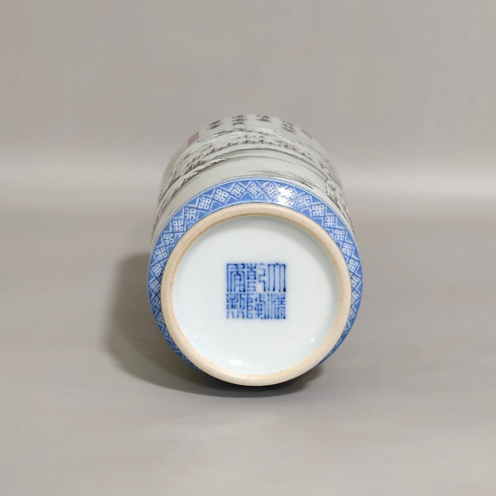 Qing Dynasty Qianlong green ink color snow scene picture poem firecracker bottle