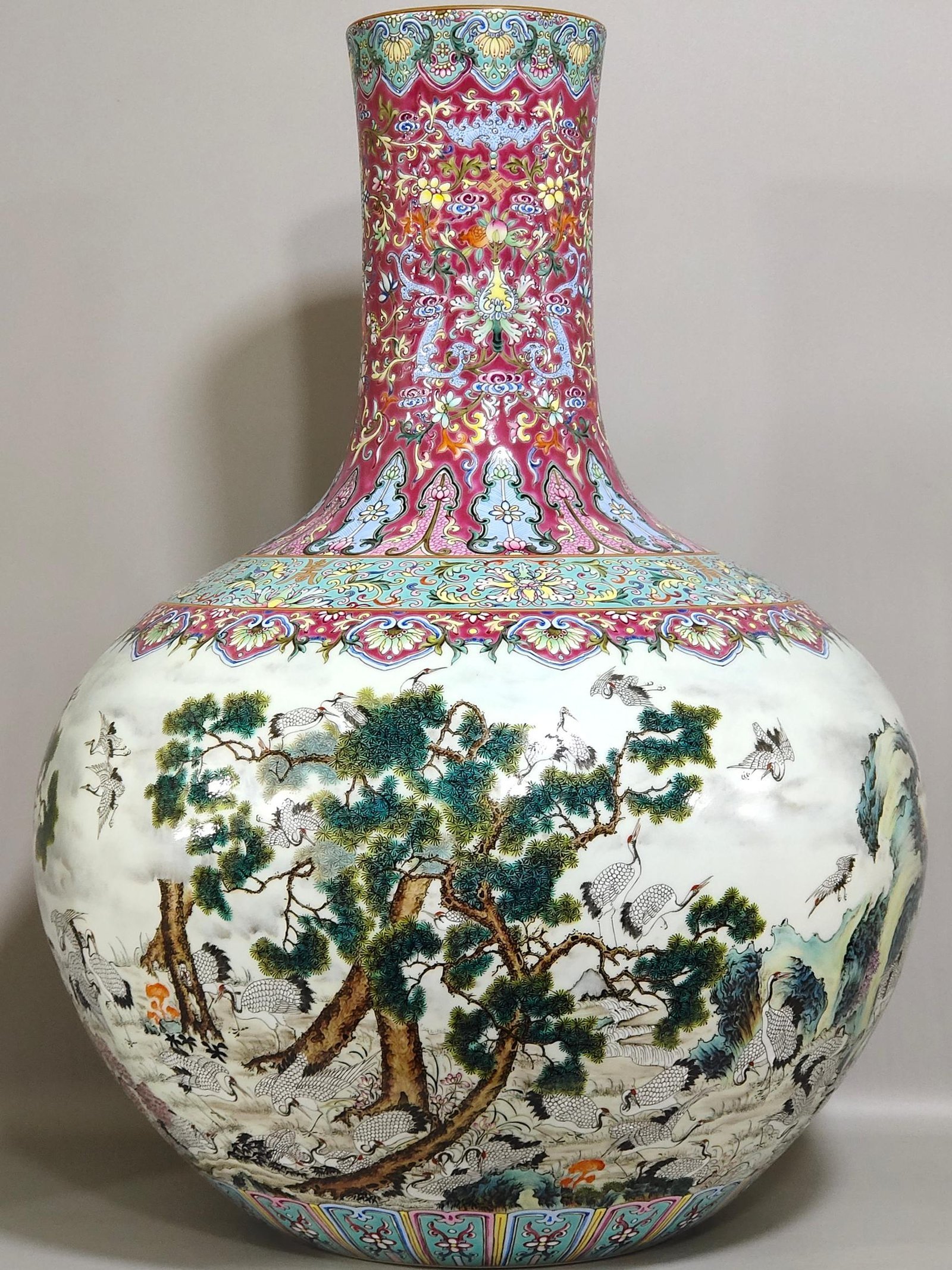 Qing Dynasty Qianlong rouge red ground blessing and longevity celestial vase