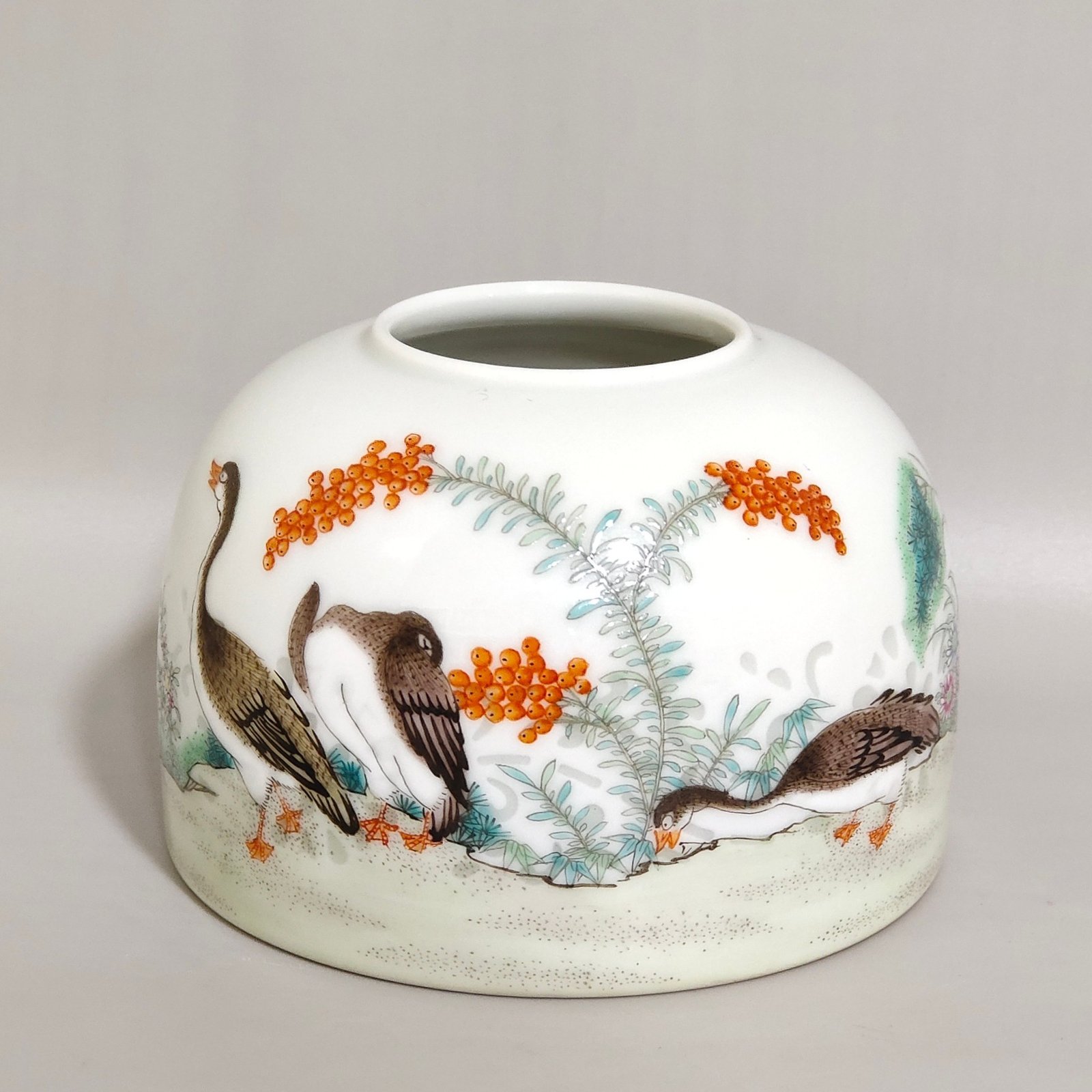 Qing Dynasty Qianlong water bowl with reed and wild geese