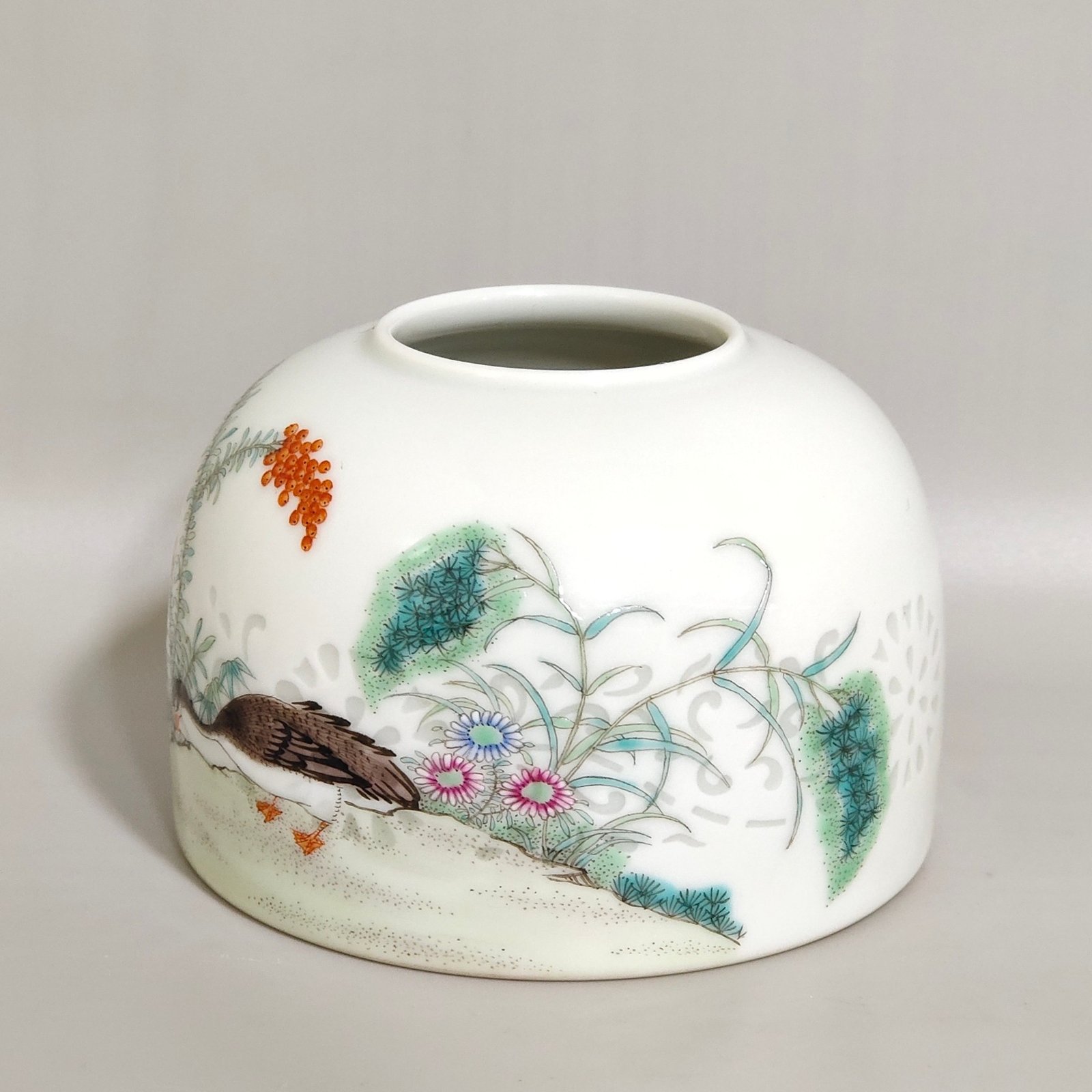 Qing Dynasty Qianlong water bowl with reed and wild geese