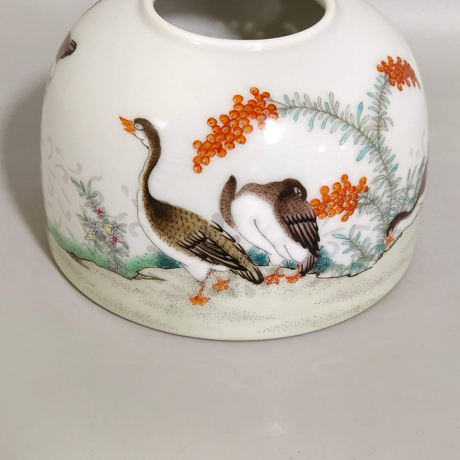 Qing Dynasty Qianlong water bowl with reed and wild geese