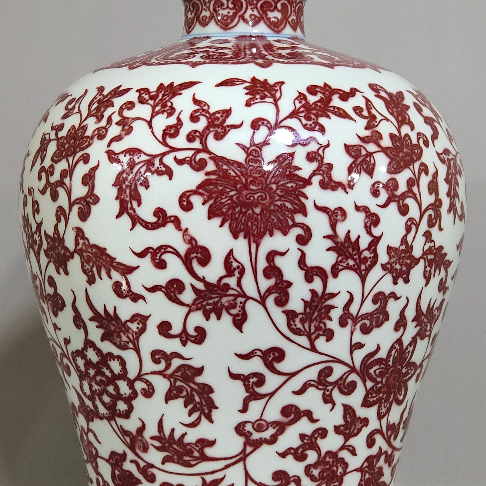 Qing Dynasty Qianlong underglaze red tangled branches and plum vase