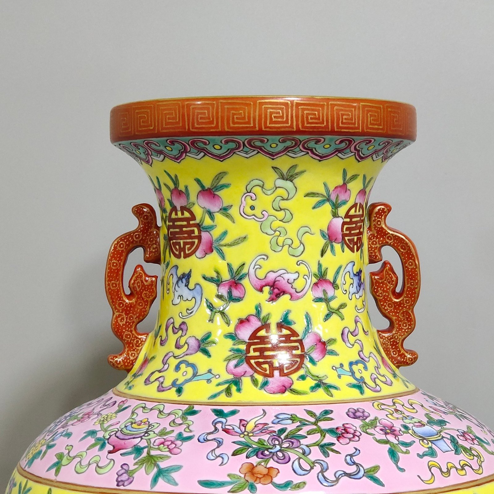 Qing Dynasty Qianlong double full window dragon and phoenix amphora