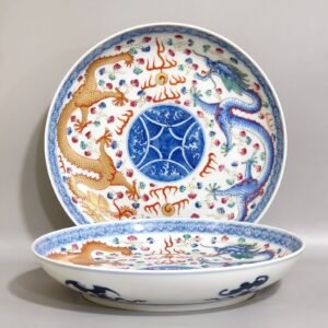 Qing Dynasty Guangxu Double Dragon Playing Pearl Plate
