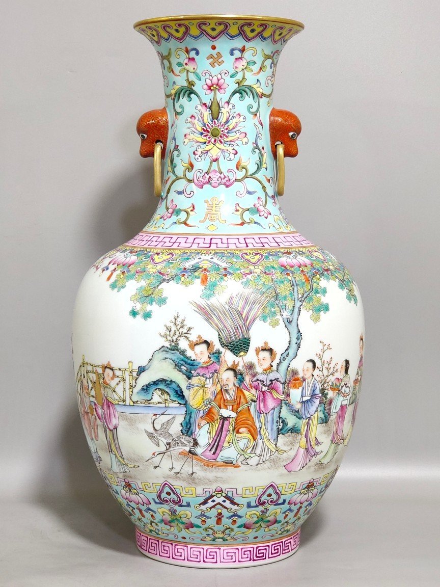 Qing Dynasty Jiaqing Greenland Characters Story Amphora