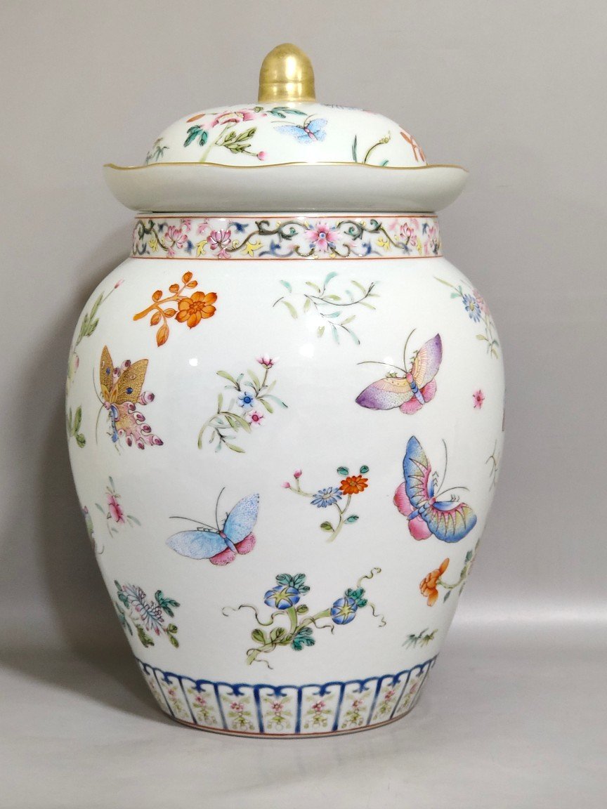 Qing Dynasty Jiaqing Dielian flower jar