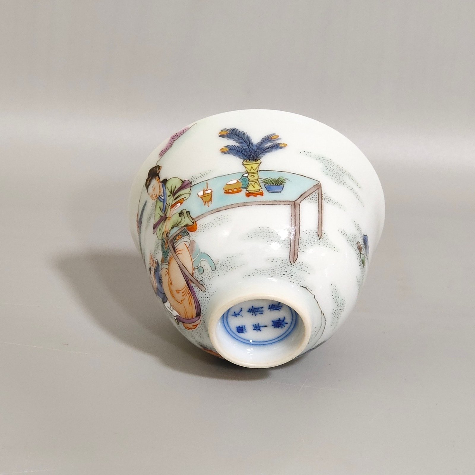 Qing Dynasty Kangxi colorful godson cup