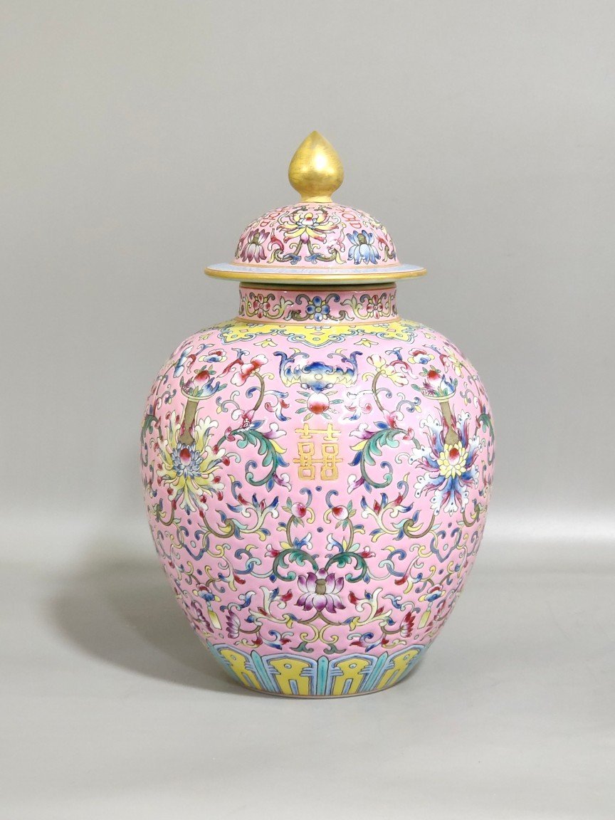 Qing Dynasty Daoguang Rouge Dixipanlian Shuangxi tea can
