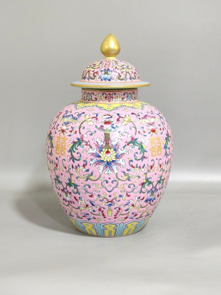 Qing Dynasty Daoguang Rouge Dixipanlian Shuangxi tea can
