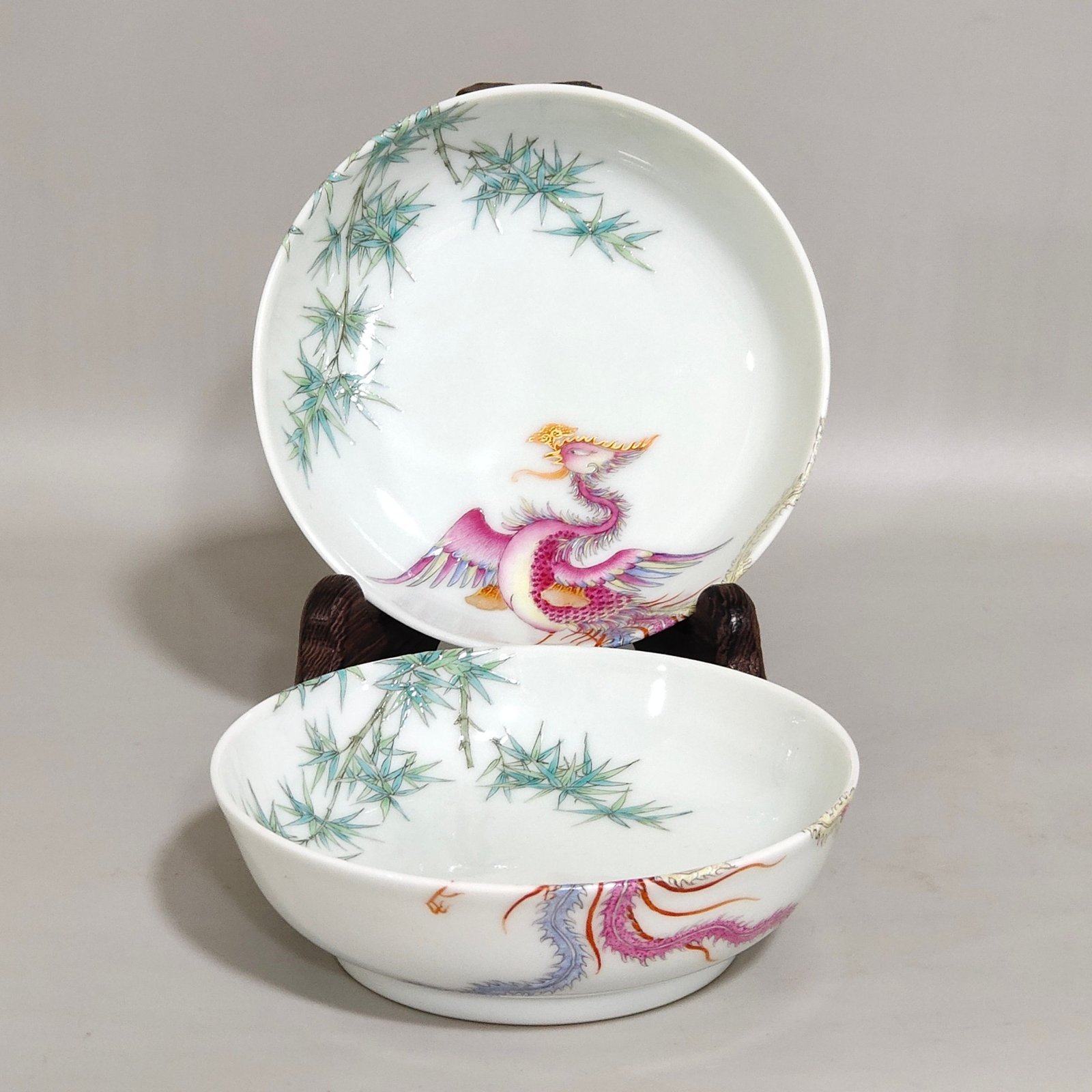 Qing Dynasty Yongzheng Phoenix bamboo dish