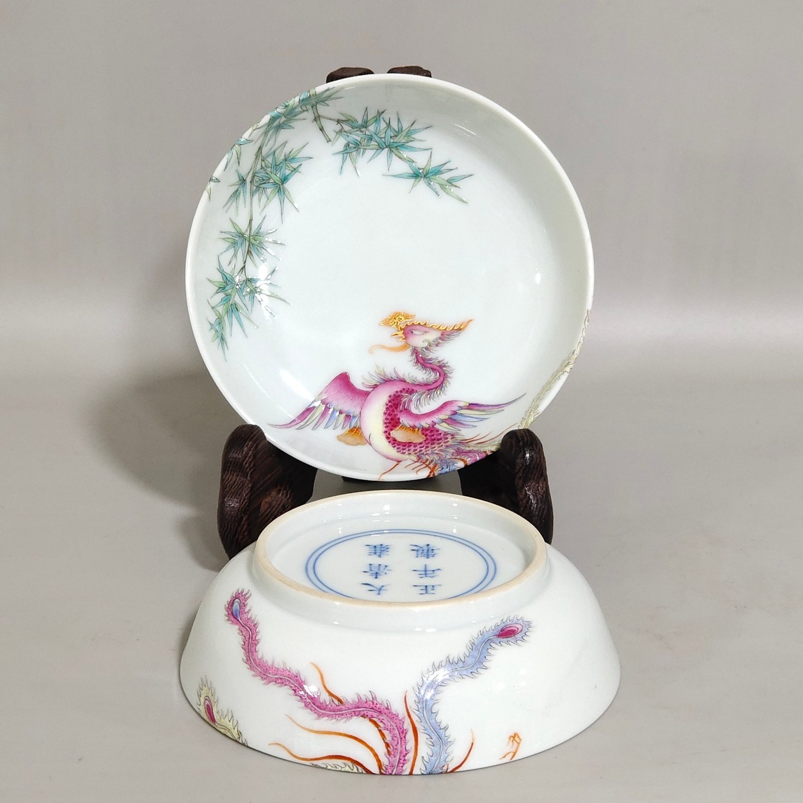 Qing Dynasty Yongzheng Phoenix bamboo dish