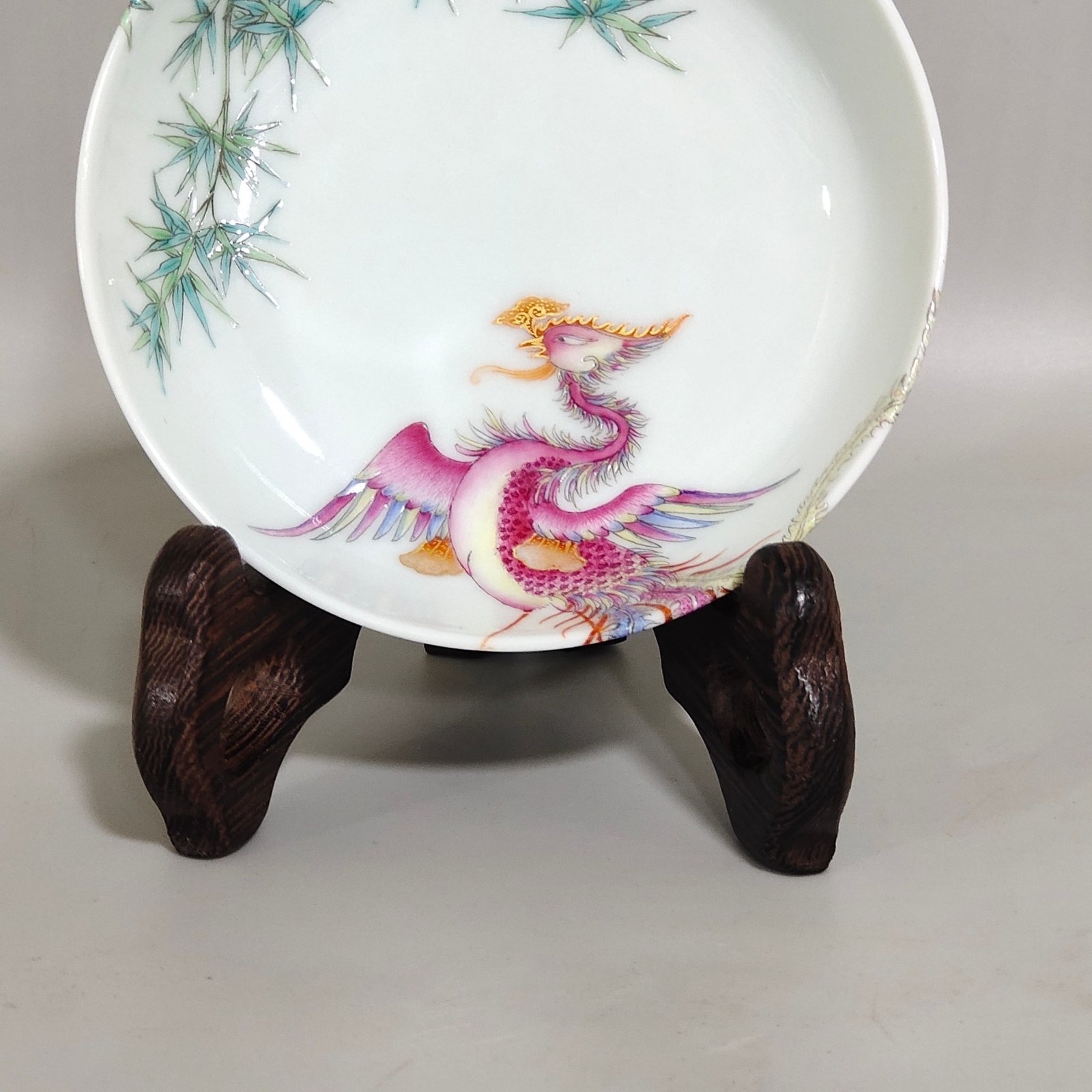 Qing Dynasty Yongzheng Phoenix bamboo dish