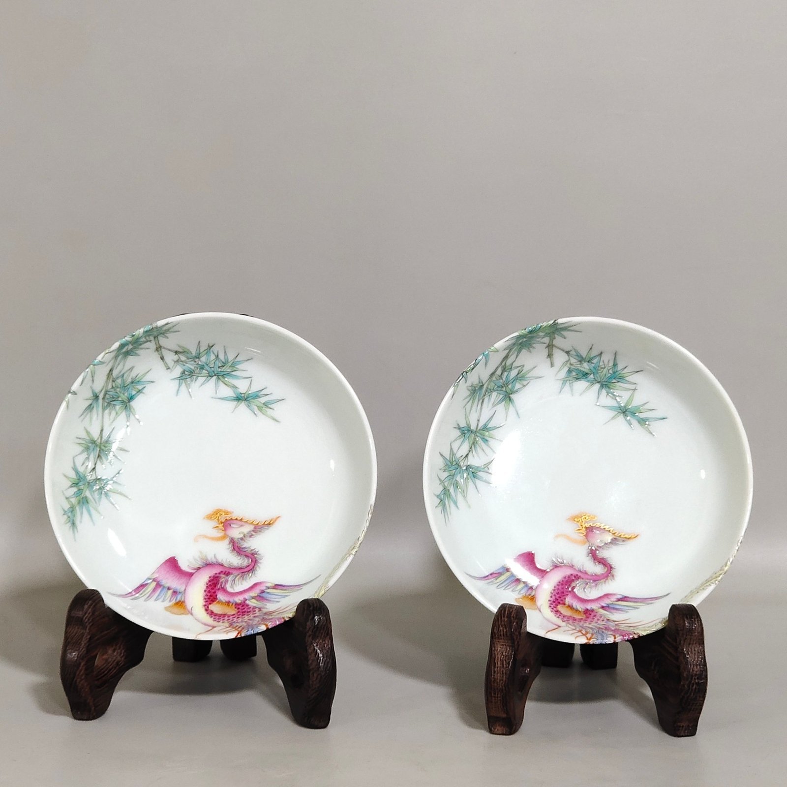 Qing Dynasty Yongzheng Phoenix bamboo dish